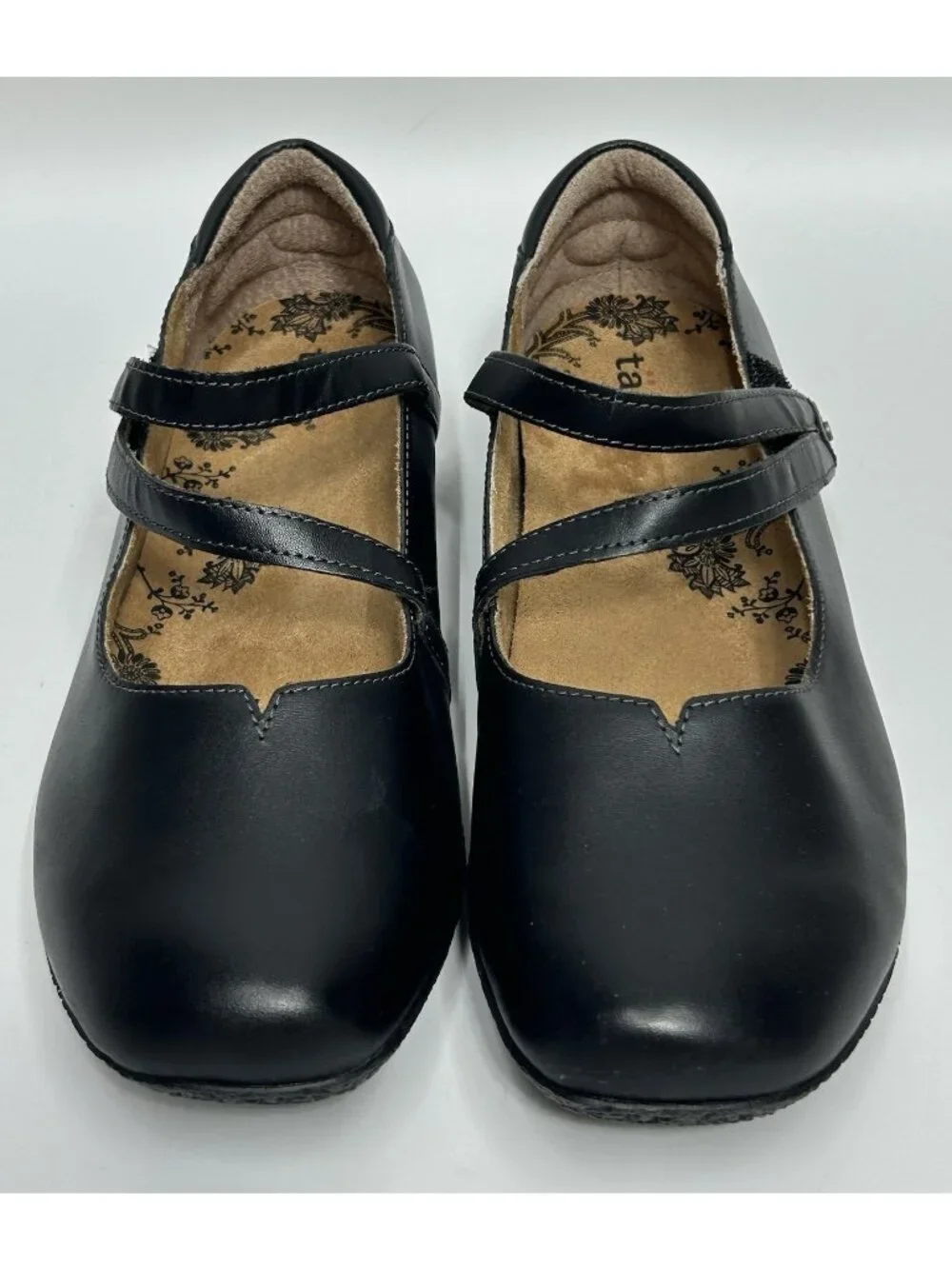 NEW Taos Banter Flats Leather Double Mary Jane Strap Black Women 8.5 MSRP $165